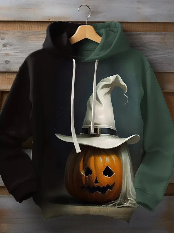 Halloween Men's Graphic Hoodie Pumpkin Prints Classic Casual 3D Pullover Holiday Fashion Hoodies Thin Style Long Sleeve Hooded
