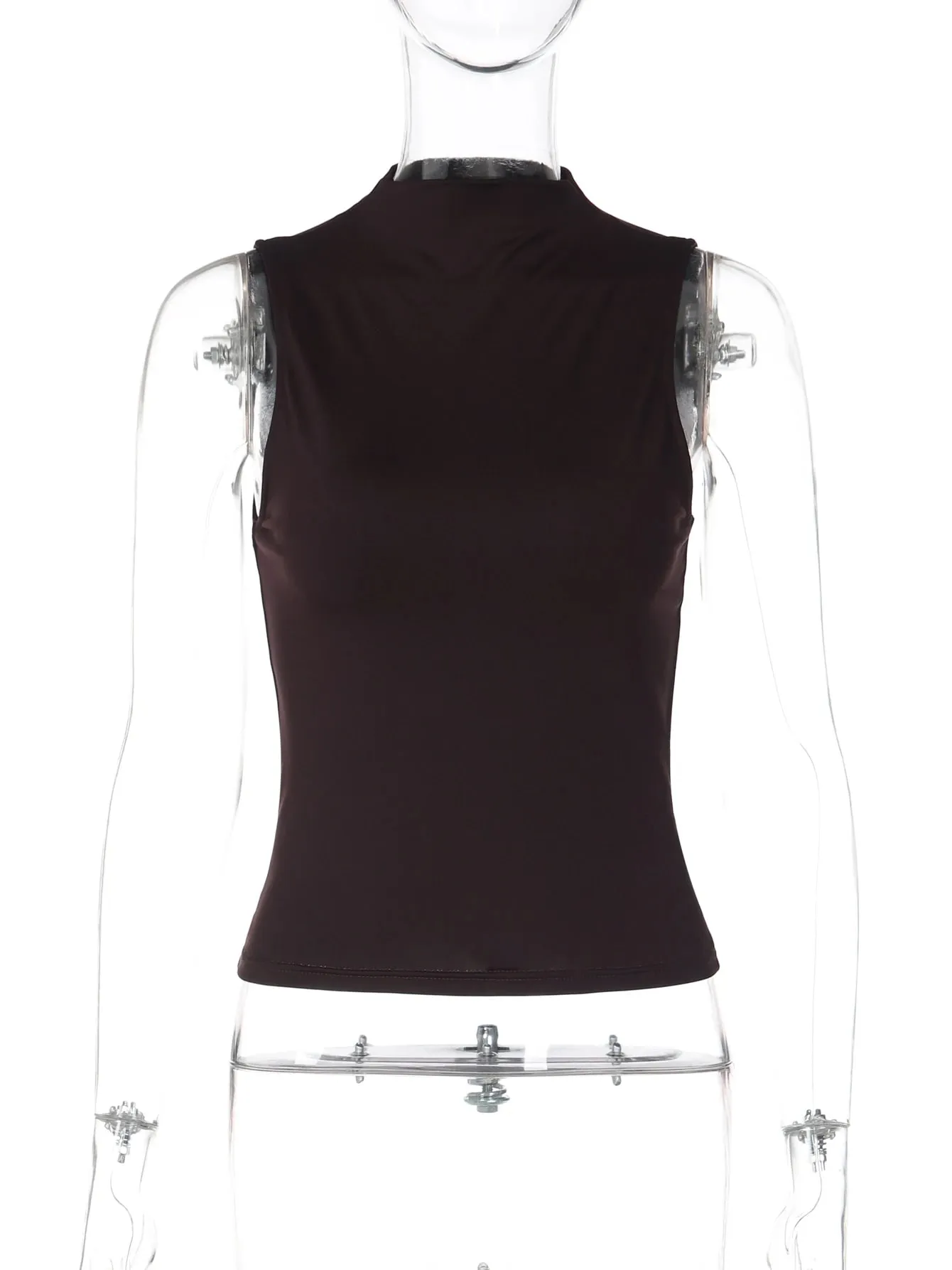 Hugcitar Women'S Fashion Solid Turtleneck Solid Sexy Crop Tank Top Summer Female Casual Outfit Streetwear Party Wholesale