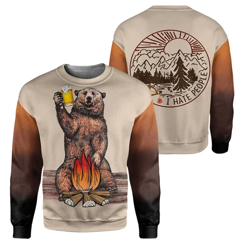 Panda Bear Gorilla 3D Print Animal Sweatshirt Men Casual Pullover Streetwear Male Crew Neck Long Sleeve Hoodies Kids Clothing