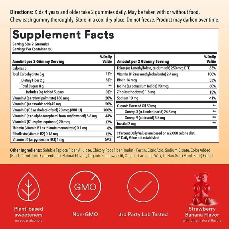 Kids Multivitamins Gummies - Promote Brain Development Enhance Immunity Increase Energy Maintain Vitality and Health