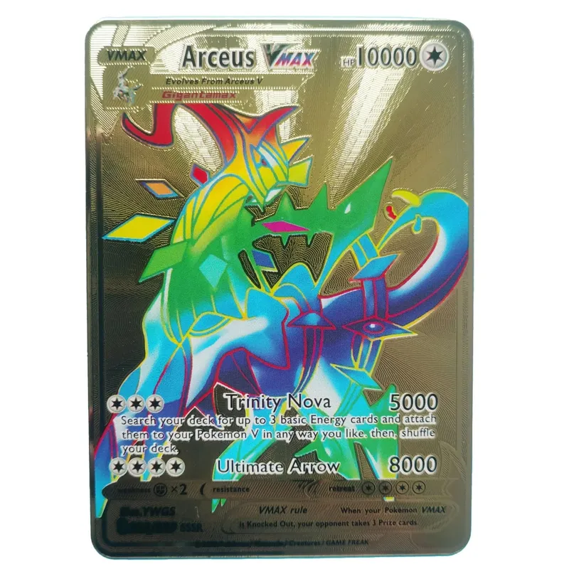 Van Gogh Museum Pokemon English Metal Card Anime Pikachu Charizard Mewtwo Shiny Letters Game Collection Card Kids Toy Gifts