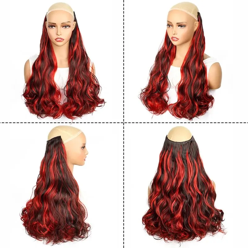 18Inch Synthetic Long Curly Hair Extension One Piece Highlight Rainbow Clip In Hair Extensions Fashion Hairpiece for Women