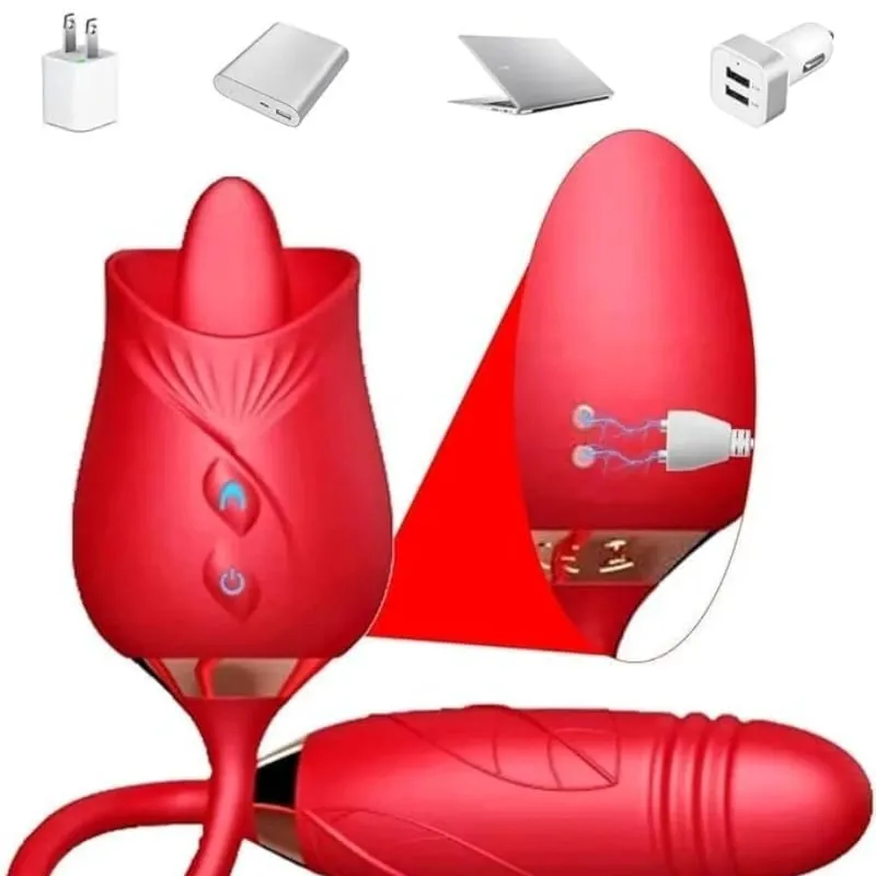 Powerful Rose Sucking Vibrator with Thrusting Clitoral Stimulator G-Spot Massager 10 Modes Rechargeable Sex Toy for Women — image 4