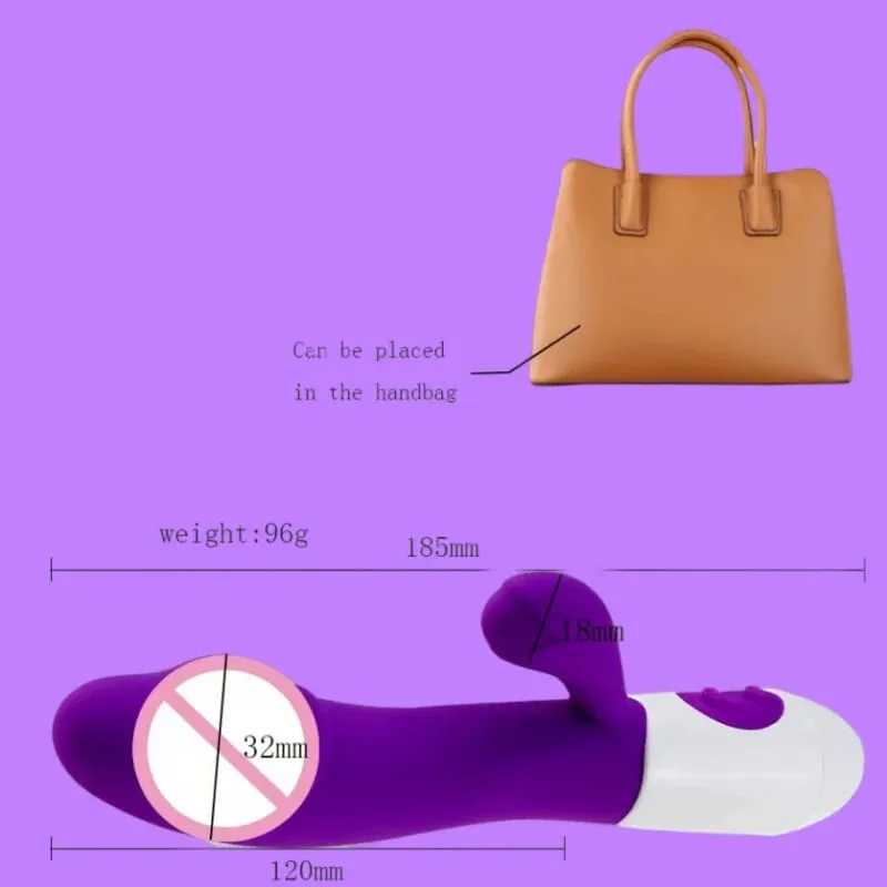 Rabbit Vibrator G-Spot Silicone Dildo Dual Vibrating Clitoris Stimulator 10 Speeds Rechargeable Waterproof Sex Toy for Women