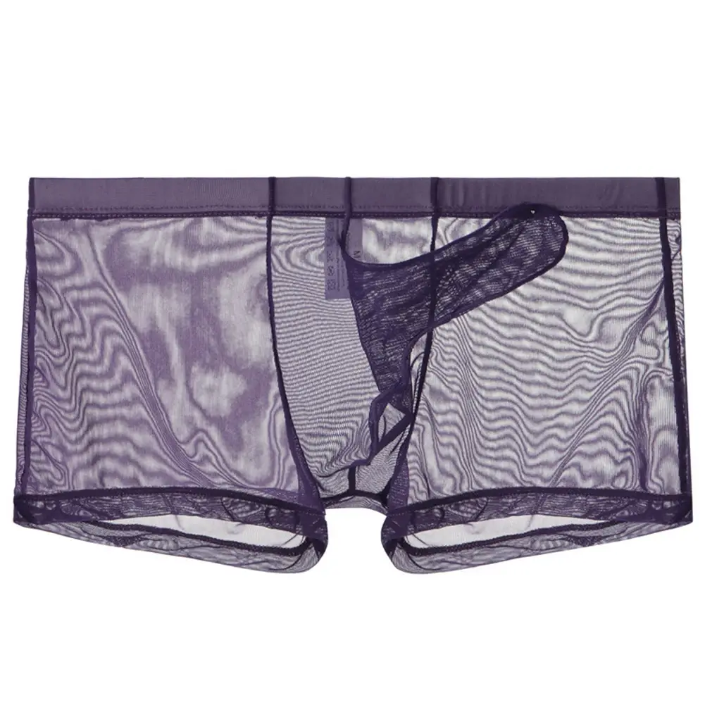 Biancheria intima leggera trasparente da uomo sexy in rete trasparente trasparente con boxer traspiranti, mutandine boxer maschili con separazione di proiettili