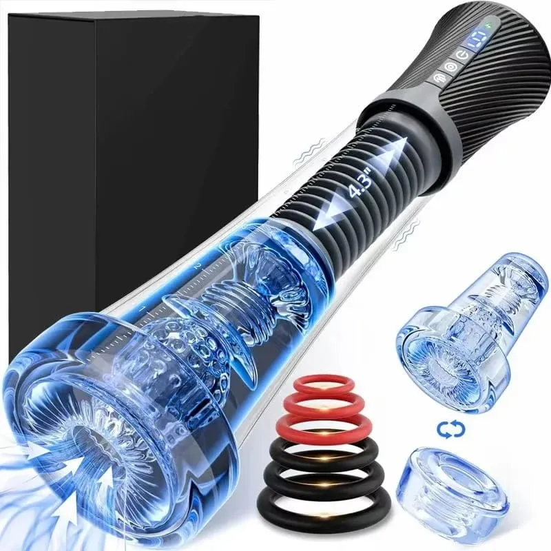 Automatické mužské masturbátory Penis Pumpa Sex Machine Stroker Vakuová pumpa Sexuální hračky pro dospělé pro muže 5 úrovní sání 6 tréninkových režimů