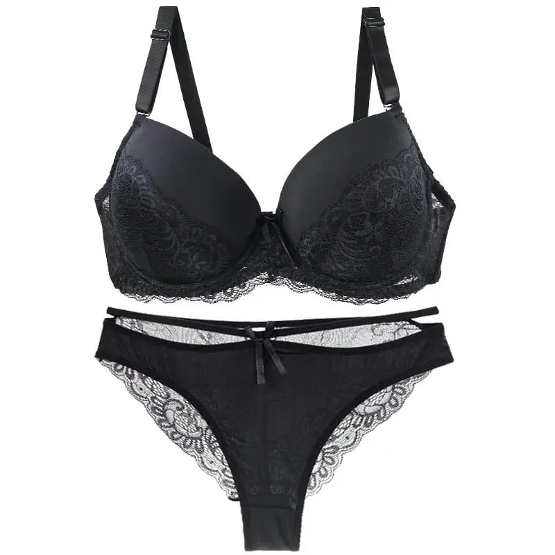 Nouvell Seamless Sexy Lace Bras Set 34/75 36/80 38/85 40/90 42/95 44/100 BCDE Cup Underwear For Women Push Up Lingerie