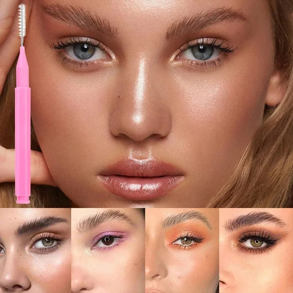 50pcs Mini Eyebrow Brush Disposable Lightweight Brow Lifting Brushes Portable Eyelash Extension Comb Perm Brush Lash Accessories