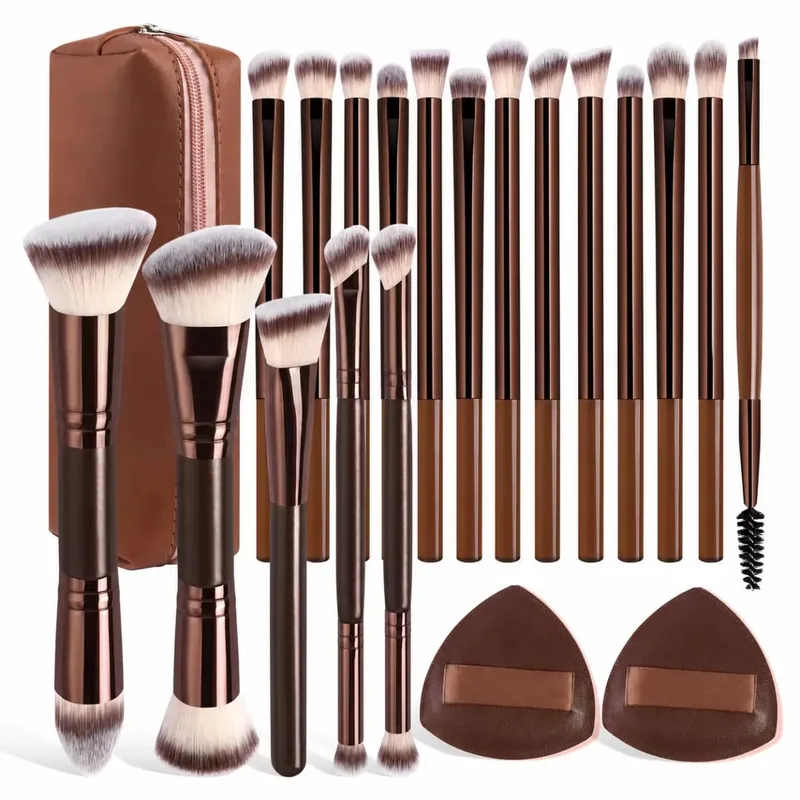 Travel Makeup Brush Set with Case 20Pcs Makeup Set Multi-functional Essential 18Pcs Makeup brushes Foundation Powder Blush