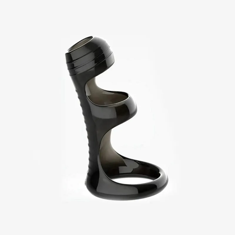 Mannelijke Penis Sleeve Dual Cock Ringen Vertraging Ejaculatie Nozzle Penis Ringen Uitbreiding Herbruikbare Cockring Speeltjes voor Mannen Volwassenen