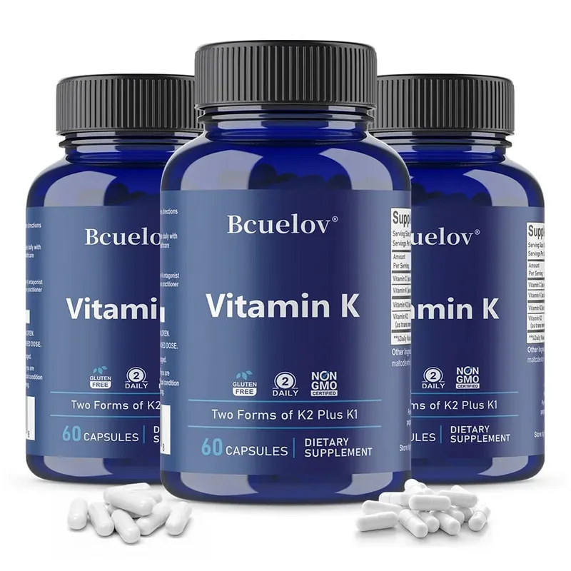 Vitamin K2 (MK-4 & MK-7) Capsules High Absorption Supplement for Bone Density Teeth Joint Cardiovascular & Immune Health