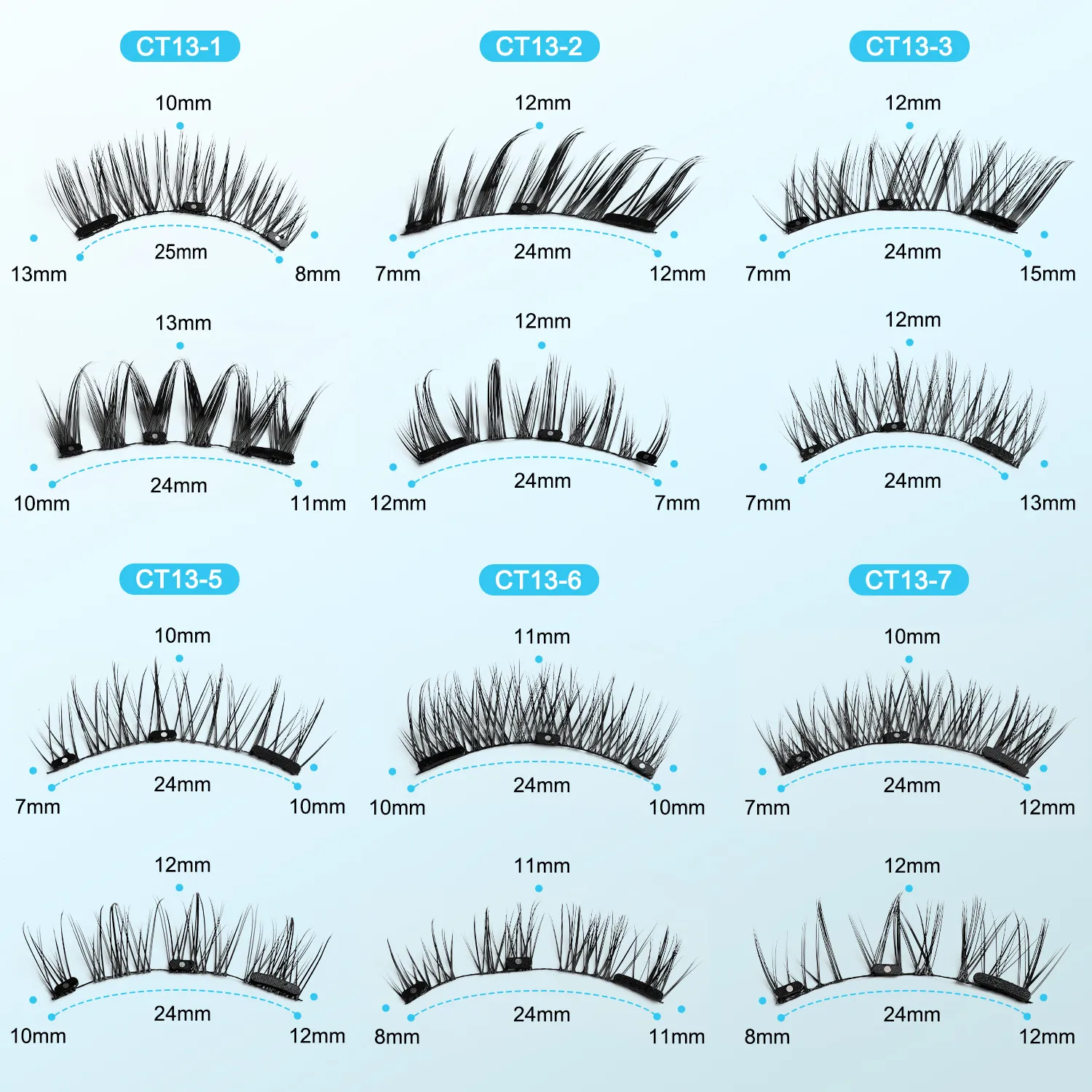 2Pairs Magnetic Eyelashes Thick Cat False Eye Lashes Makeup Set Reusable Glue-free Flully and Curly Customized And Wholesale