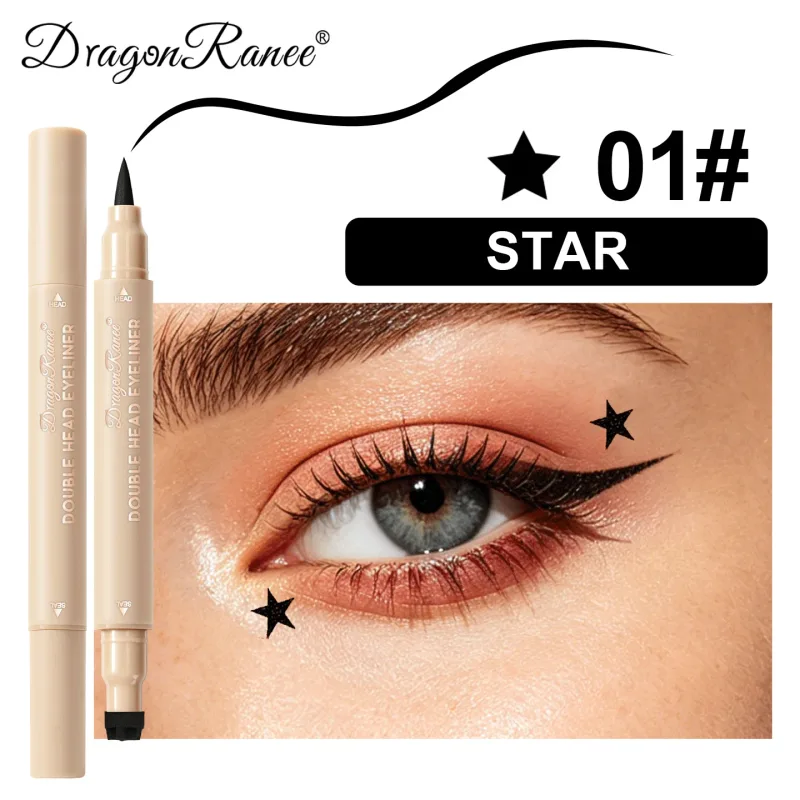 Colorful Liquid Stamp Eyeliner Red Star Heart Butterfly 2 in 1 Eye Liner Pencil Purple Pink Waterproof Eye Template Makeup Tool — image 9
