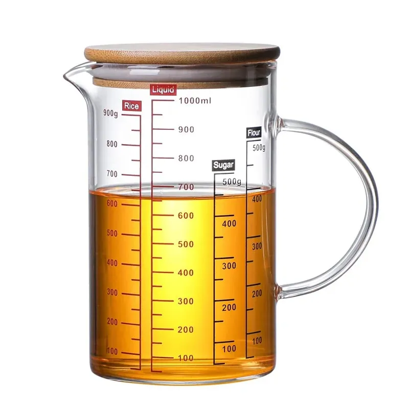 Mataas na Borosilicate Glass Measuring Cups Clear Glass Scale Cup With Handle V Shaped Spout Kitchen Glass Measuring Beaker