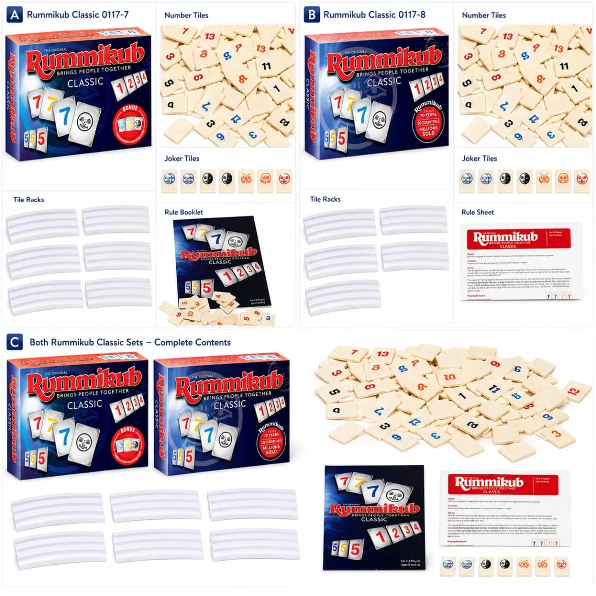 Rummikub Classic Number Tile Strategy Board Game with Racks Family Party Kids Adults English Version — image 3