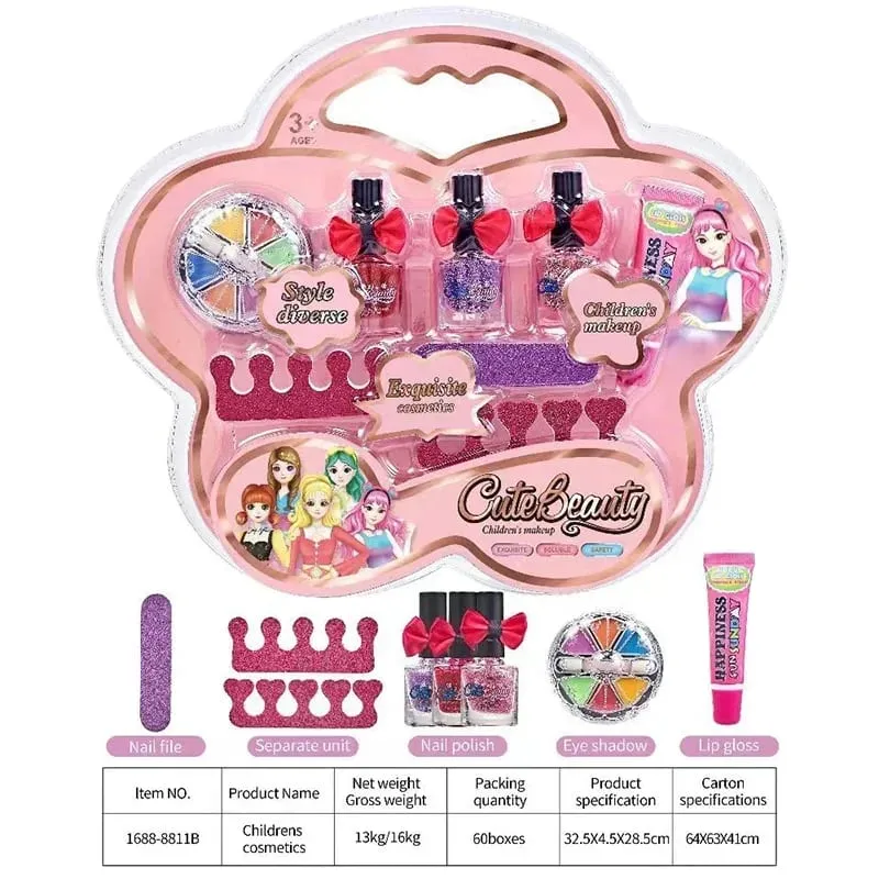 Kit de maquillage pour enfants, gloss, fard à paupières, vernis à ongles, lime, maquillage Non toxique, cosmétiques princesse pour filles, lavable, cadeau de noël pour enfants — image 5