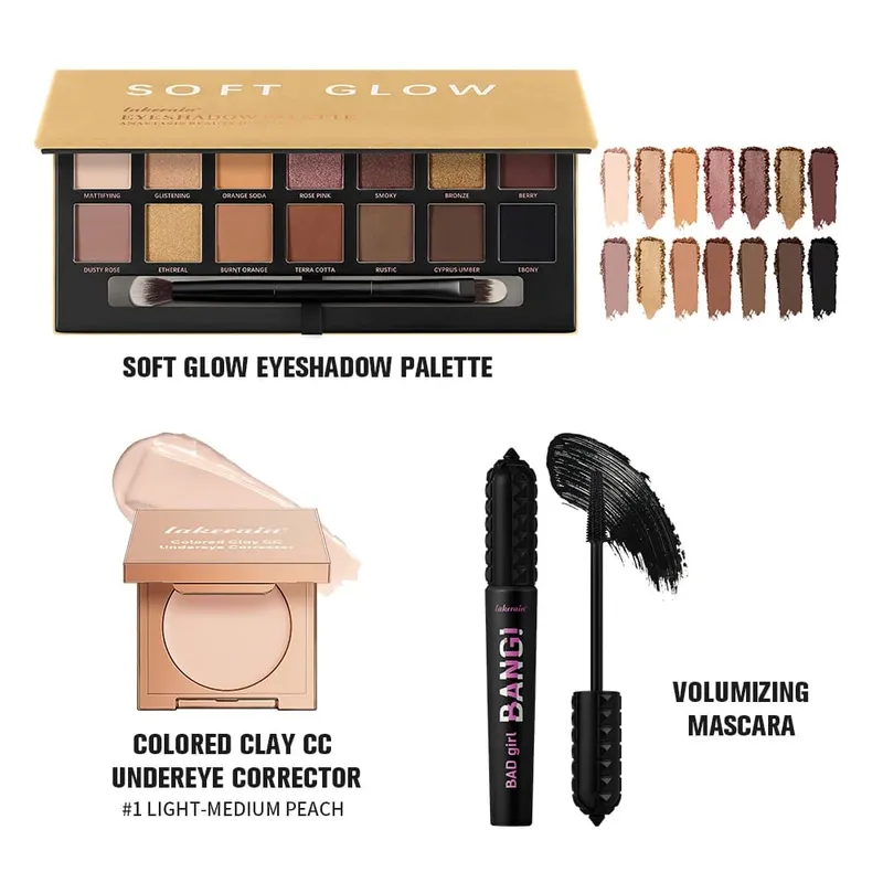 3ks/set CC Full Coverage Color Corrector Glow Palety očních stínů Volumizing Mascara Lasting Beauty Eyes Makeup Kit — image 6