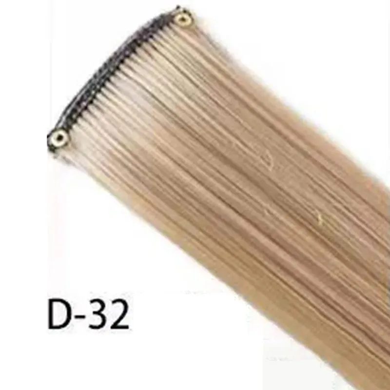 Synthetic 10Pcs colorful Hair Extensions Clip in Colored Party Highlights Extension for Kids Girls Long Straight Hairpiece