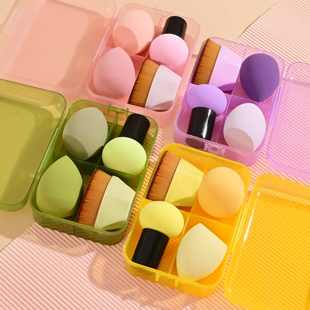 4Pcs Beauty Pro Foundation Cosmetic Puff Set Dry Wet Usable Makeup Tool Magic Brushes With Box Sponge Powder Makeup — image 1