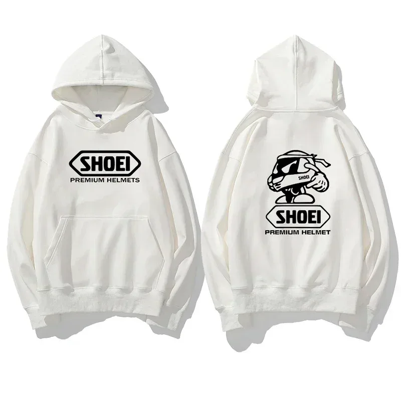 Sweat à capuche graphique sur le thème du casque de moto, unisexe, devant et arrière, Double impression de motard, cordon de serrage, sweat-shirt décontracté