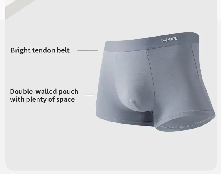 MiiOW 3Pcs Silky Modal Men Underwear Boxers Cotton Soft Touch Underpants Male Lightweight Breathable Boxers Men's Panties Trunks