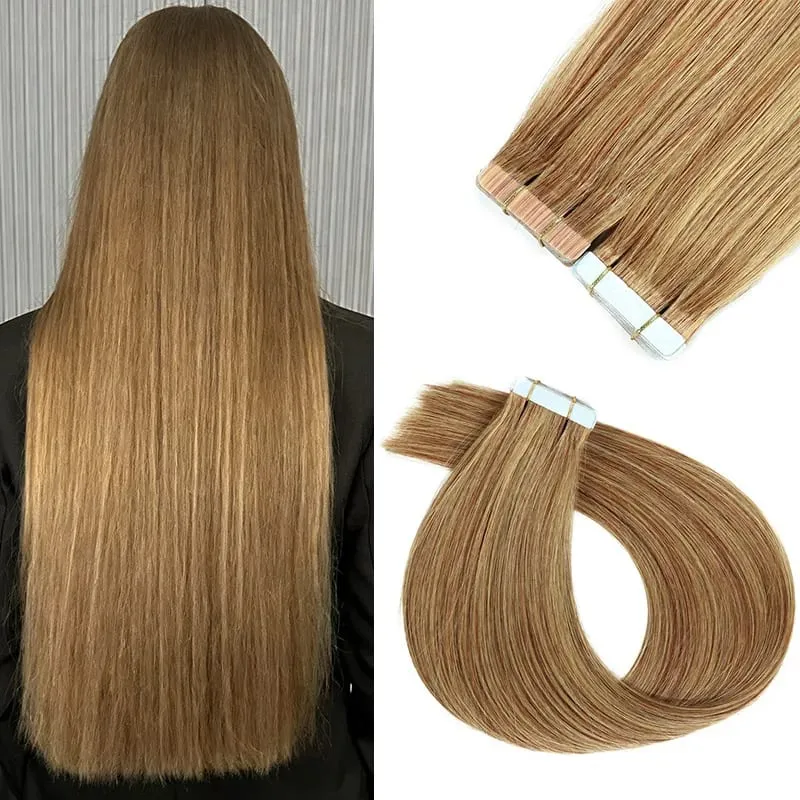 20Pcs Straight Tape ins Extensions Real Human Hair Double Side Tape in Hair Extensions Tape in Hair Extensions Remy Human Hair