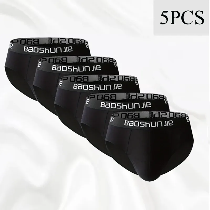 Ropa interior de algodón para hombre, 5 piezas, color negro, cómoda, transpirable, Simple, a la moda, calzoncillos para hombre, combinación de ropa interior deportiva informal
