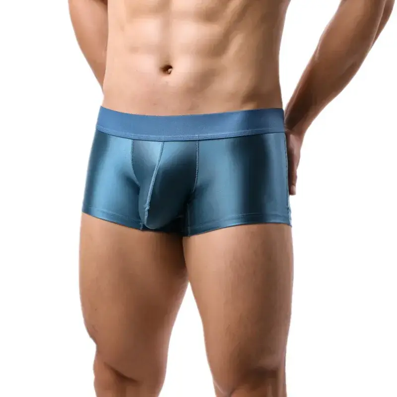 Mens Underwear Boxer Shorts Man Solid Slim Nylon Panties Cueca Middle Waist JJ Pouch Underpants Male Boxers Ropa Plus Size M-XXL