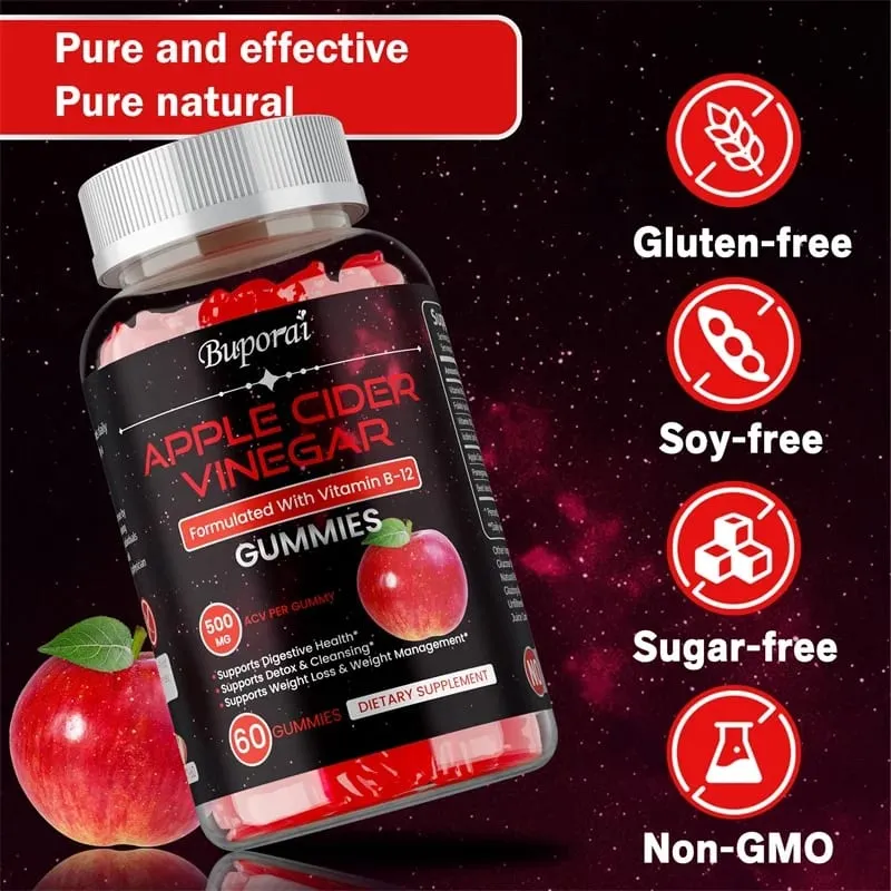 Apple Cider Vinegar Gummies - Promotes Digestive Health Relieves Bloating and Constipation Burns Fat Weight Management
