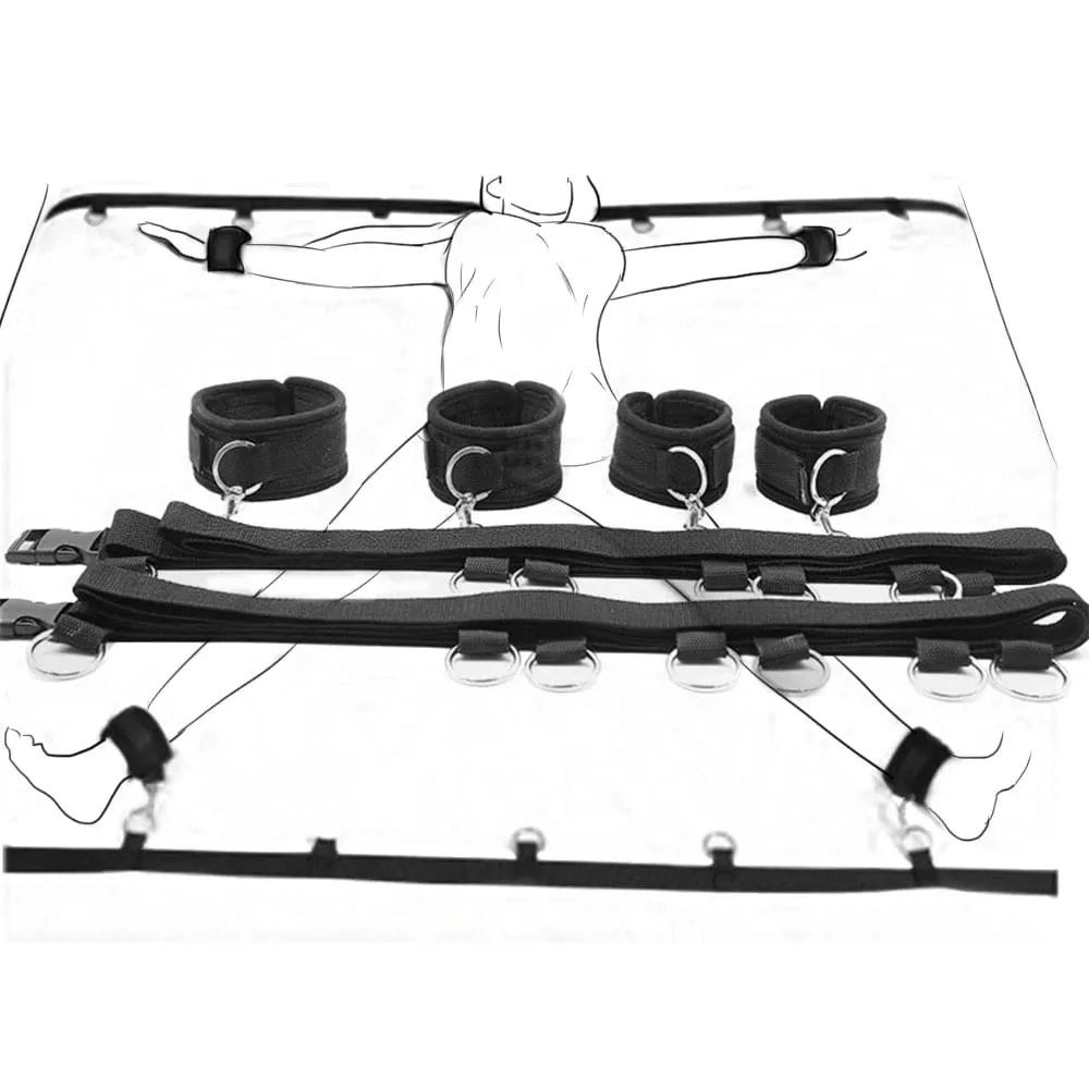 Restraint Set BDSM Bondage Handcuffs & Ankle Cuffs Slave On The Bed Open Leg Flirt Sex Toys For Women Couples Erotic No Vibrator — image 3