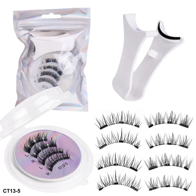 2Pairs Magnetic Eyelashes Thick Cat False Eye Lashes Makeup Set Reusable Glue-free Flully and Curly Customized And Wholesale