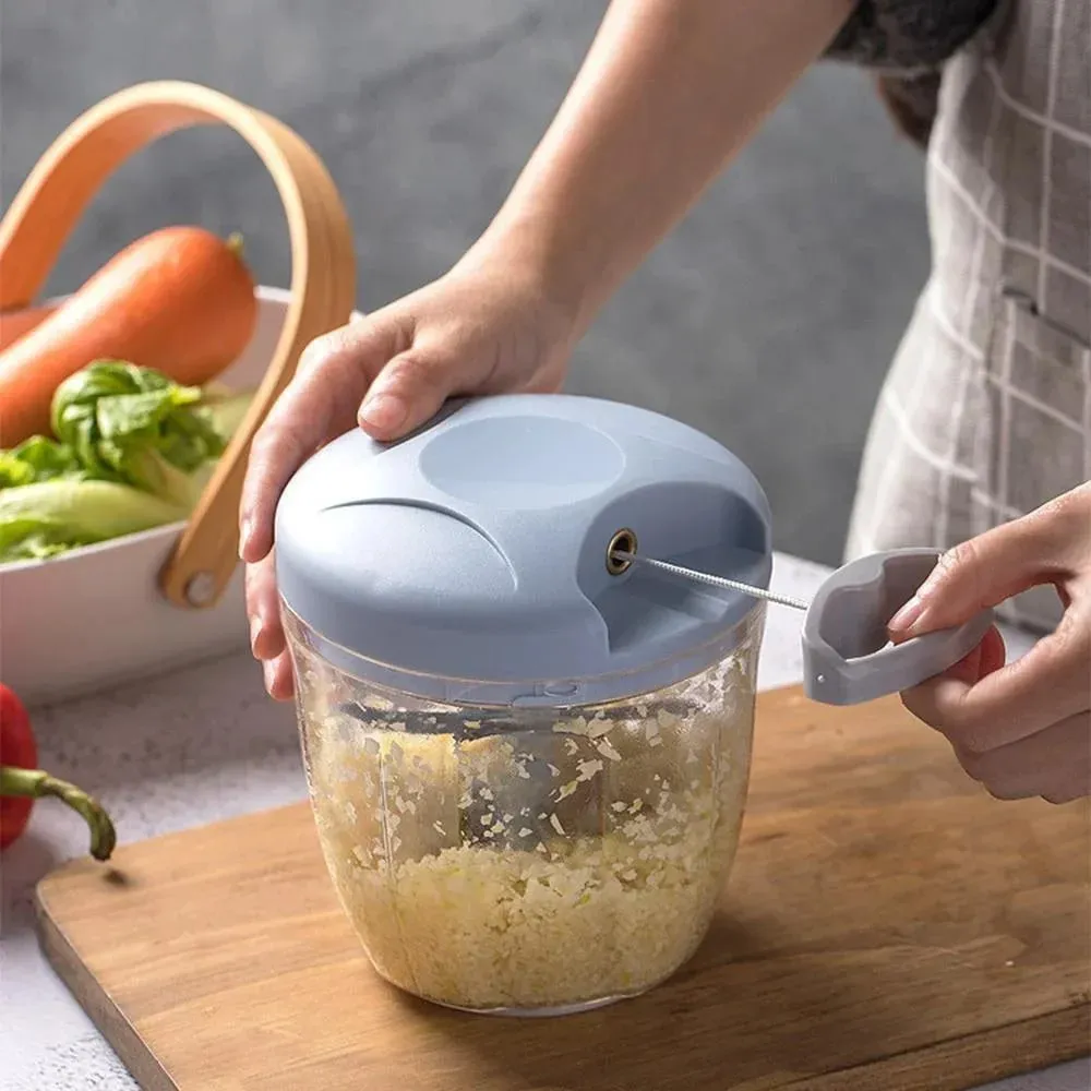 Garlic Mincer Hand Cutter - Hand Pull String Food Processor Vegetable Chopper - for Onion Ginger Fruits Nuts Dishwasher Safe — image 4