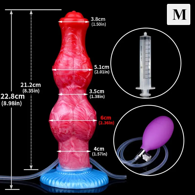 ขนาดใหญ่Knot Squirting-Inflatable Dildo Strong SuckerซิลิโคนInflat Anal Plugเทรนเนอร์เริ่มต้นเพศของเล่นสำหรับผู้หญิงผู้ชาย — image 11