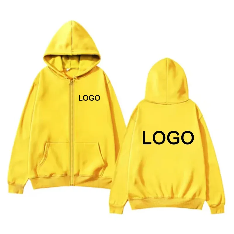 Tùy Chỉnh In Hình Dây Kéo Áo Khoác Nam Thời Trang Tay Dài Dây Kéo Lên Áo Nỉ Nữ Cá Tính Hoody Chui Đầu Sudadera