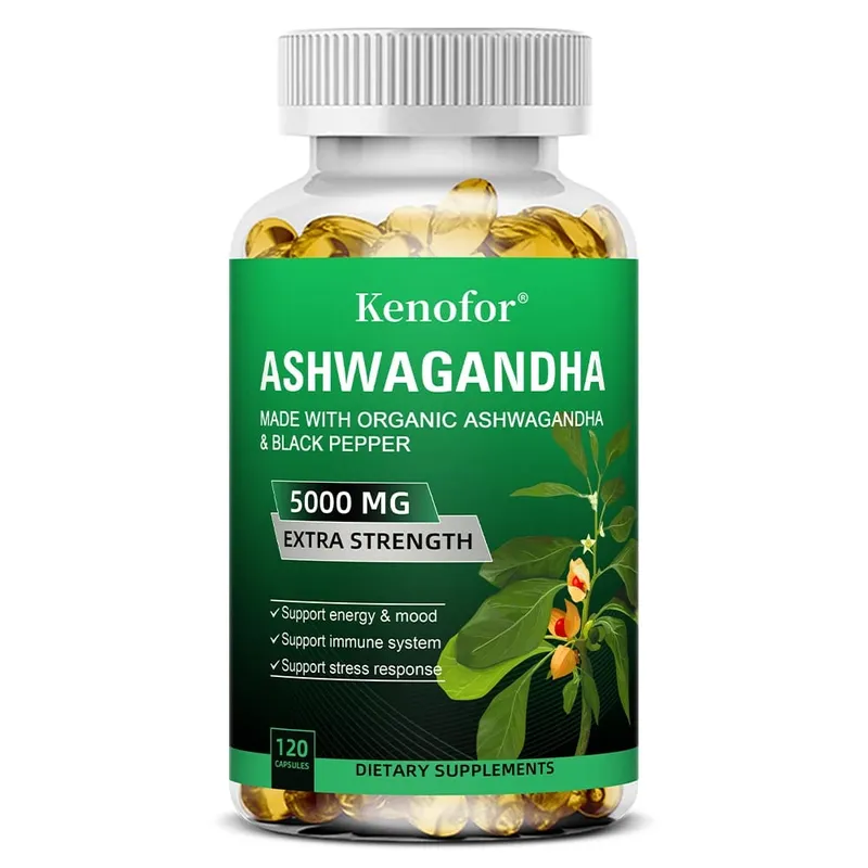 Pure Ashwagandha Root Extract Capsules 5000mg for Natural Mood Stress Focus Brain Energy Sleep Health