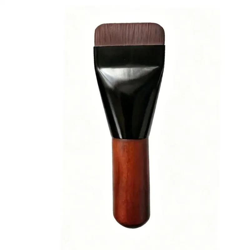 Fish Tail Foundation Brush Ultra Thin Liquid Makeup Brushes Wood Grain Handle Flat Face Contouring Cream Powder Blender