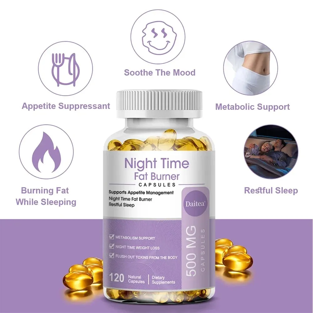 Nighttime Fat Burner Sleep Supplement and Appetite Suppressant for Men and Women - Metabolism Detoxification