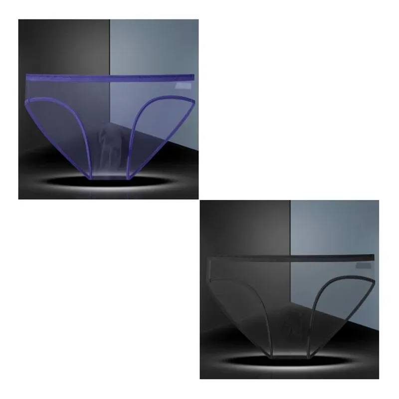 1-2 Pcs Men's Briefs Seamless Transparent Ultra-thin Underpants Breathable Mesh Sexy Male Panties Elastic Underwear Shorts Panty