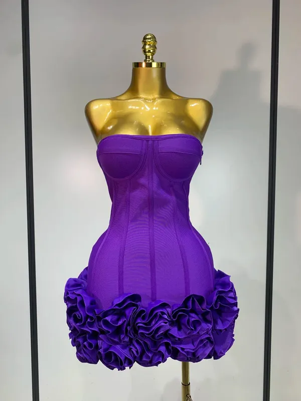 Minivestido Sexy sin tirantes para mujer, vestido de fiesta de flores, alfombra roja de celebridad, fiesta de noche, celebración de cumpleaños, vestidos de Club