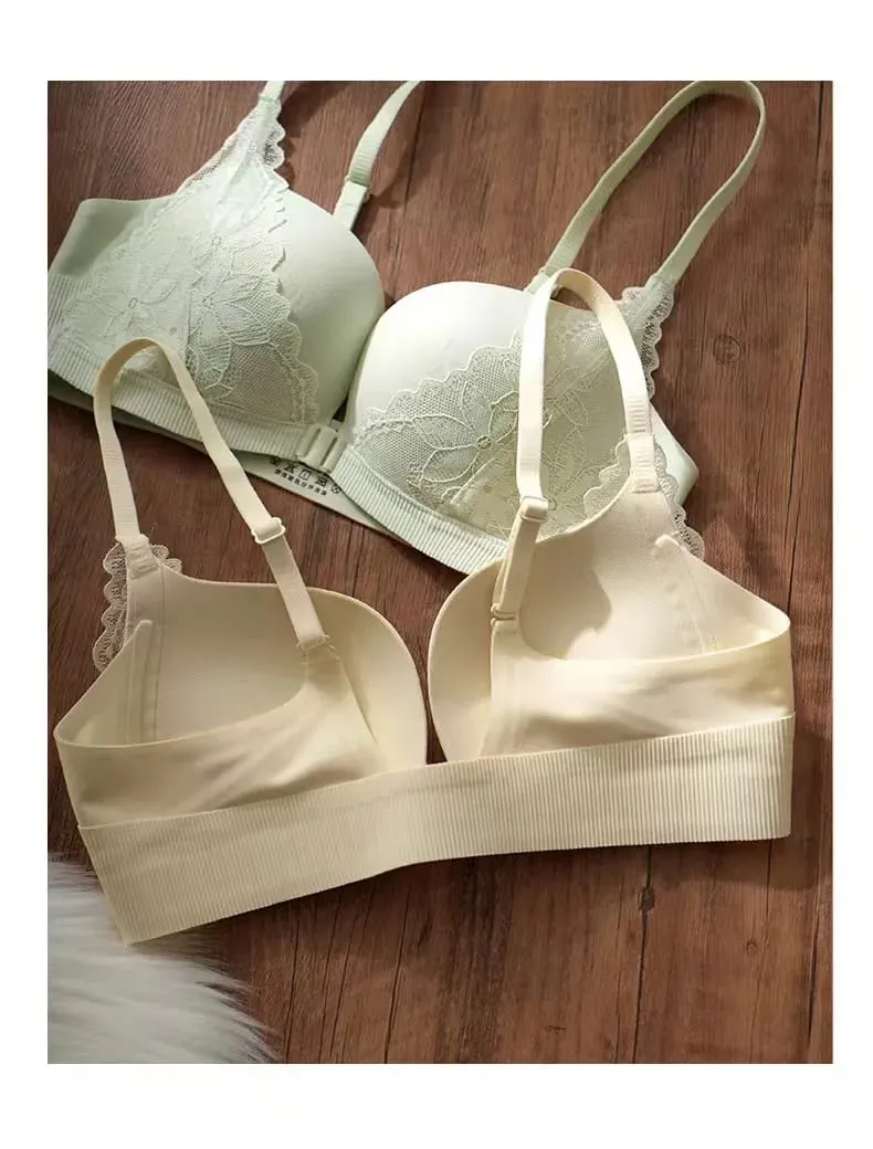 Sexy Lace Front Closure Push Up Bra Small Breast Gathering Anti-sagging U-shaped Backless Bra Lingerie For Women — image 4