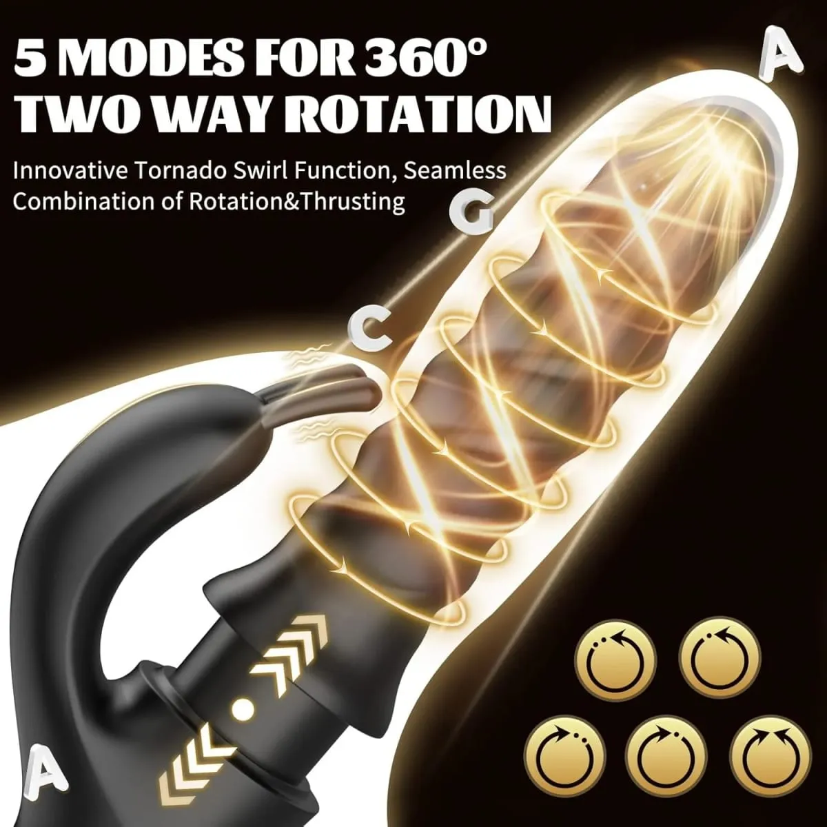 Thrusting G Spot Rabbit Vibrator Clitoral Stimulator 360° Swirl Up Down Thrust 5 Swirling Modes Adults Sex Toys for Women