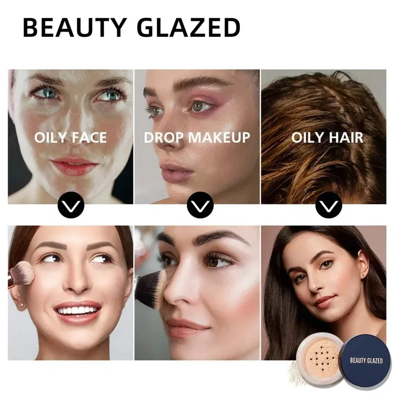 Face Makeup Set Primer+Loose Powder Oil-Control Waterproof Long Lasting Invisible Pore Smooth Setting Powder