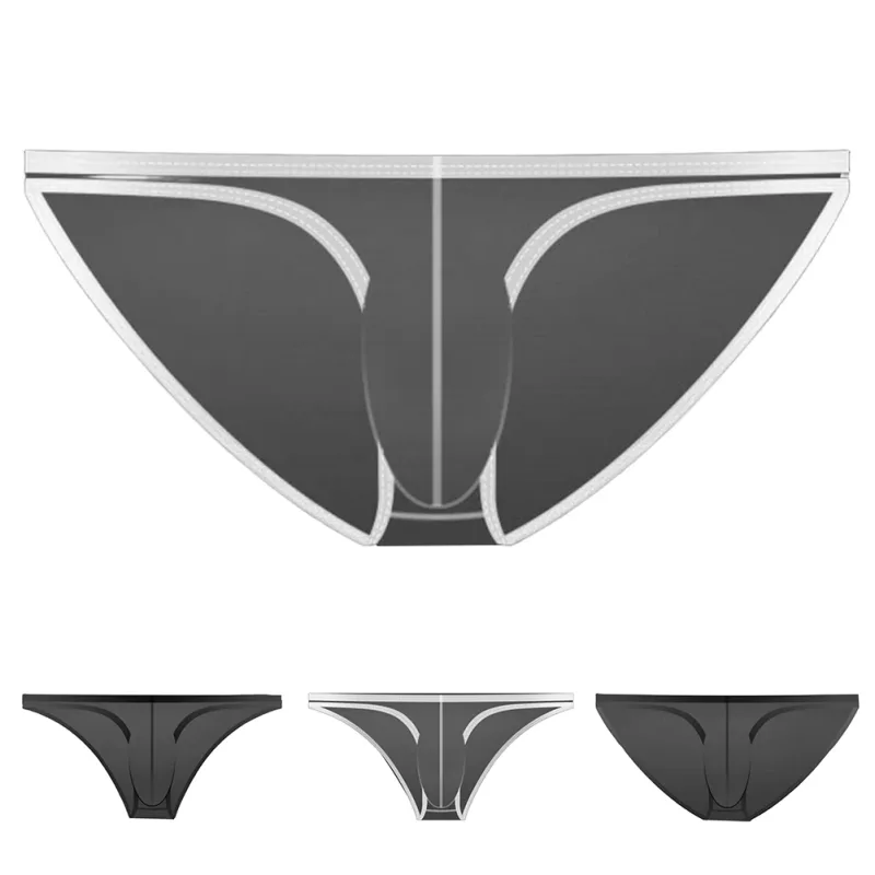 1pc verão nova roupa interior masculina cuecas de seda gelo ultra-fino transparente respirável sexy confortável cintura baixa cuecas para homem 3256809692642600