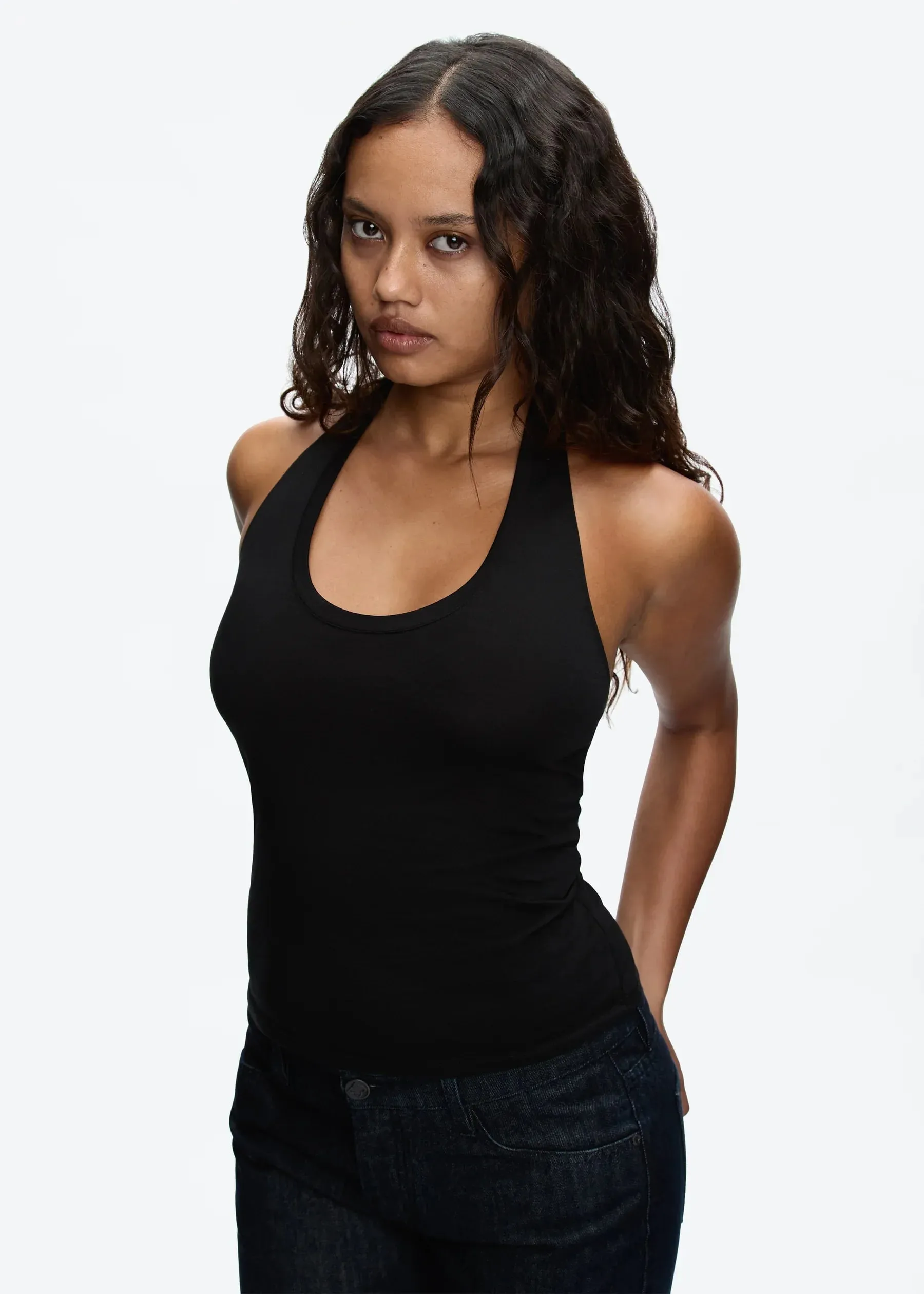 Tank Halter Neck Camisole High Elasticity Slim Fit Backless Top U-Neck Halter Backless Slim Fit Camisole Versatile Outerwear Base Shirt Spicy Girl Style Sleeveless Top