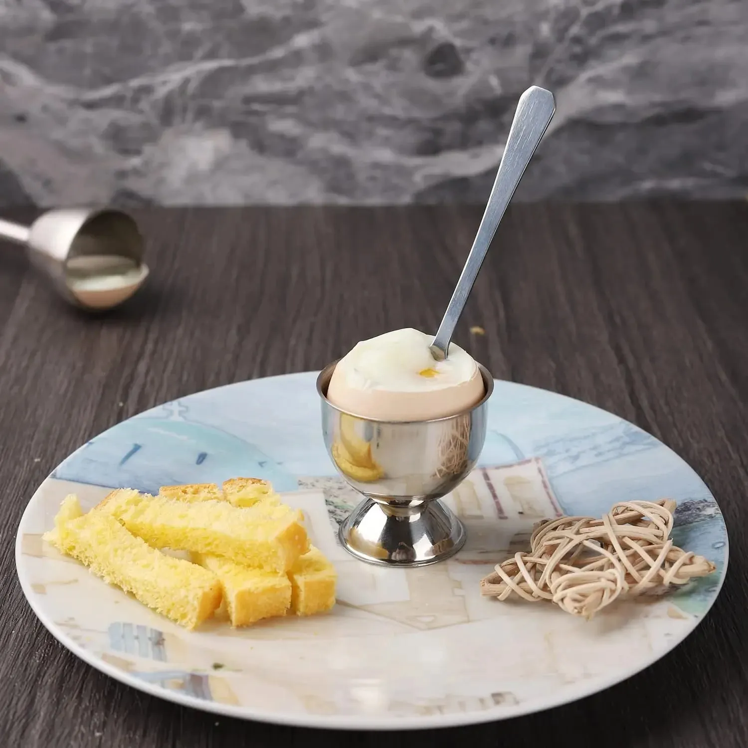 Egg Cups Set Stainless Steel Hard Soft Boiled Egg Tray Holder for Breakfast Brunch Kitchenware Christmas Gift Set Kitchen Tools