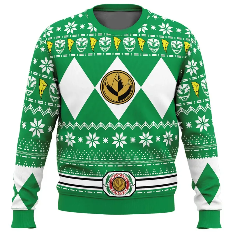 Herren und Damen Herbst_Winter New Mighty Morphin Multi Color Ranger Power Ranger Ugly Christmas Sweater Weihnachtsfeier Hoodie