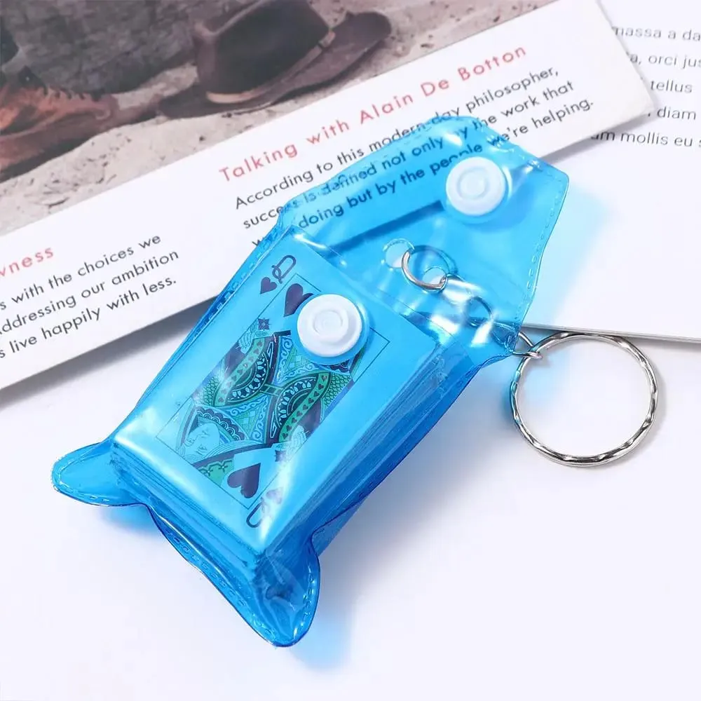 Portable Mini Playing Cards Poker Keychain Small Board Game Key Chain 4*3cm Random Color Playing Game Creative Child Gift — image 2