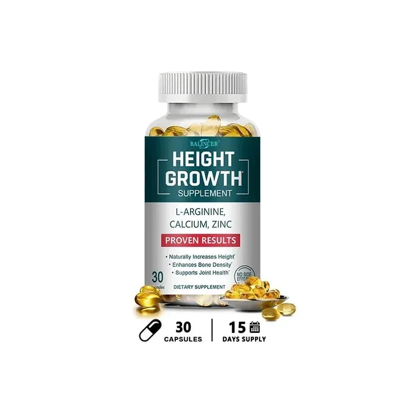 Height Gaining Supplement - Calcium L-Arginine Vitamin D3 Zinc Supplement - Promotes Bone Growth - Helps Natural Height Growth