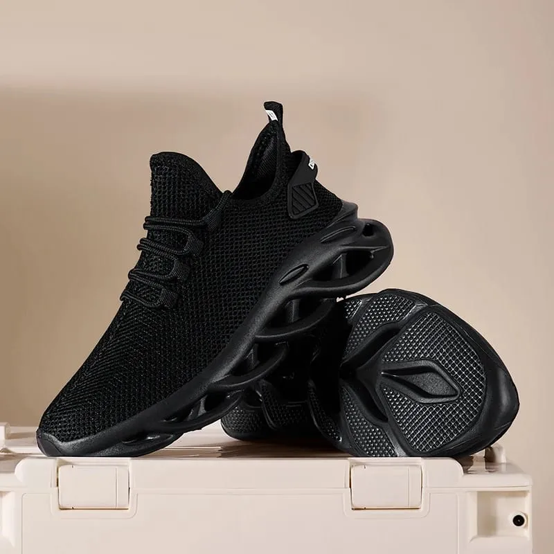 Black Men Casual Sneakers Mesh Breathable Shoes Lace Up Male Running Sport Trainers Shoes Lightweight Vulcanize Shoes Size 47