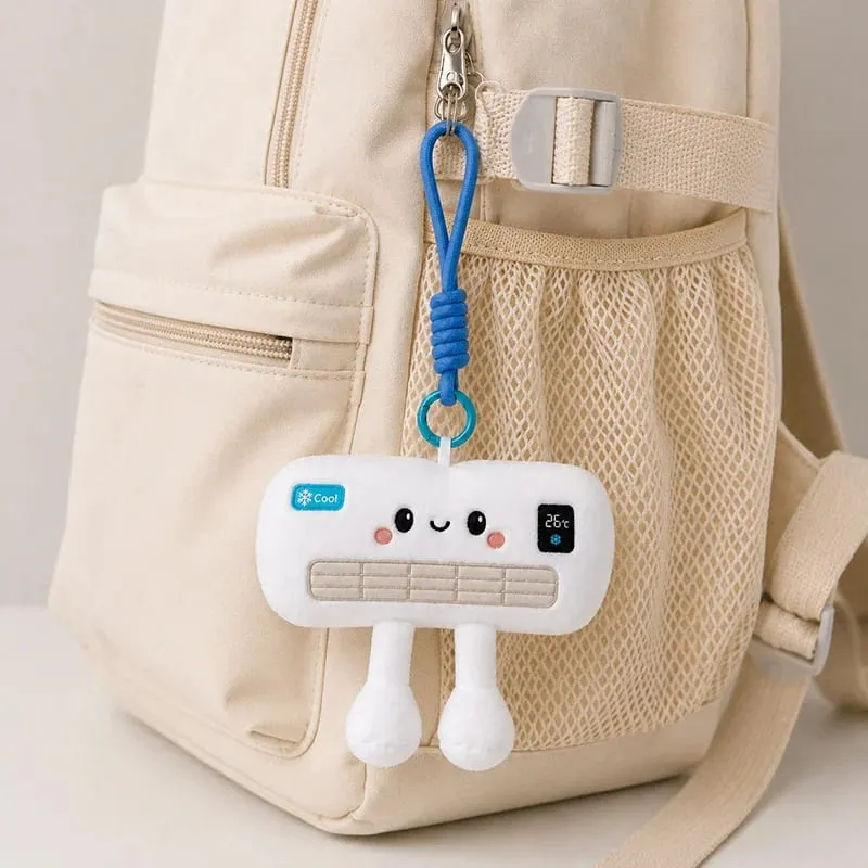 14/16cm Black Piano & White Air Conditioner Plush Pendant Stuffed Humanoid Musical Instrument Keyring Decor for Bag Gift